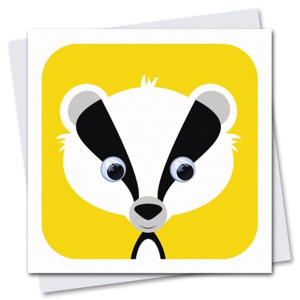 childrens birthday card badger with googly eyes
