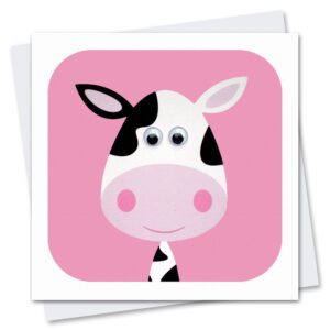 milk cow with googly eyes birthday card