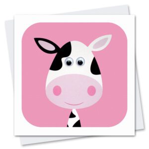 cow birthday card with googly eyes