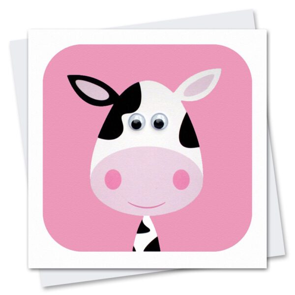 cow birthday card with googly eyes