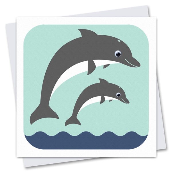 children's dolphin birthday card with googly eyes