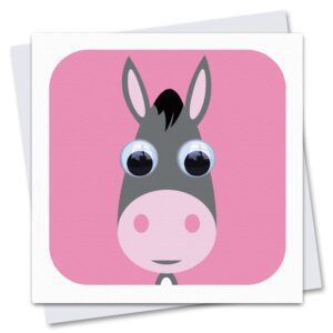 children's donkey birthday card with googly eyes