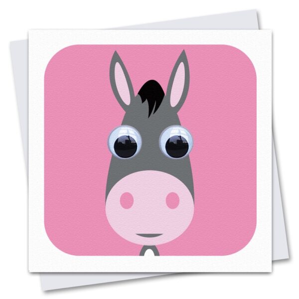 children's donkey birthday card with googly eyes