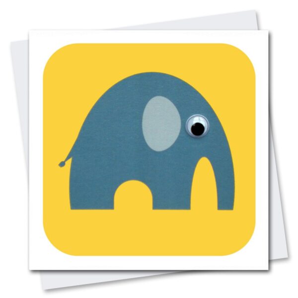 children's elephant birthday card with googly eyes