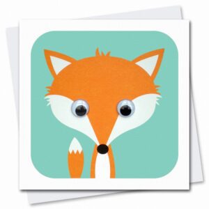 children's birthday card fox with googly eyes