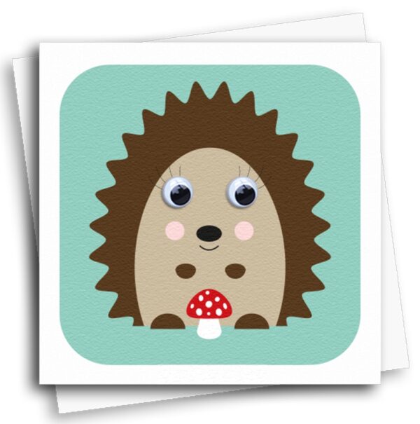 children's hedgehog birthday card with googly eyes