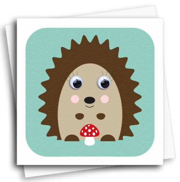 Children's hedgehog Birthday card with googly eyes