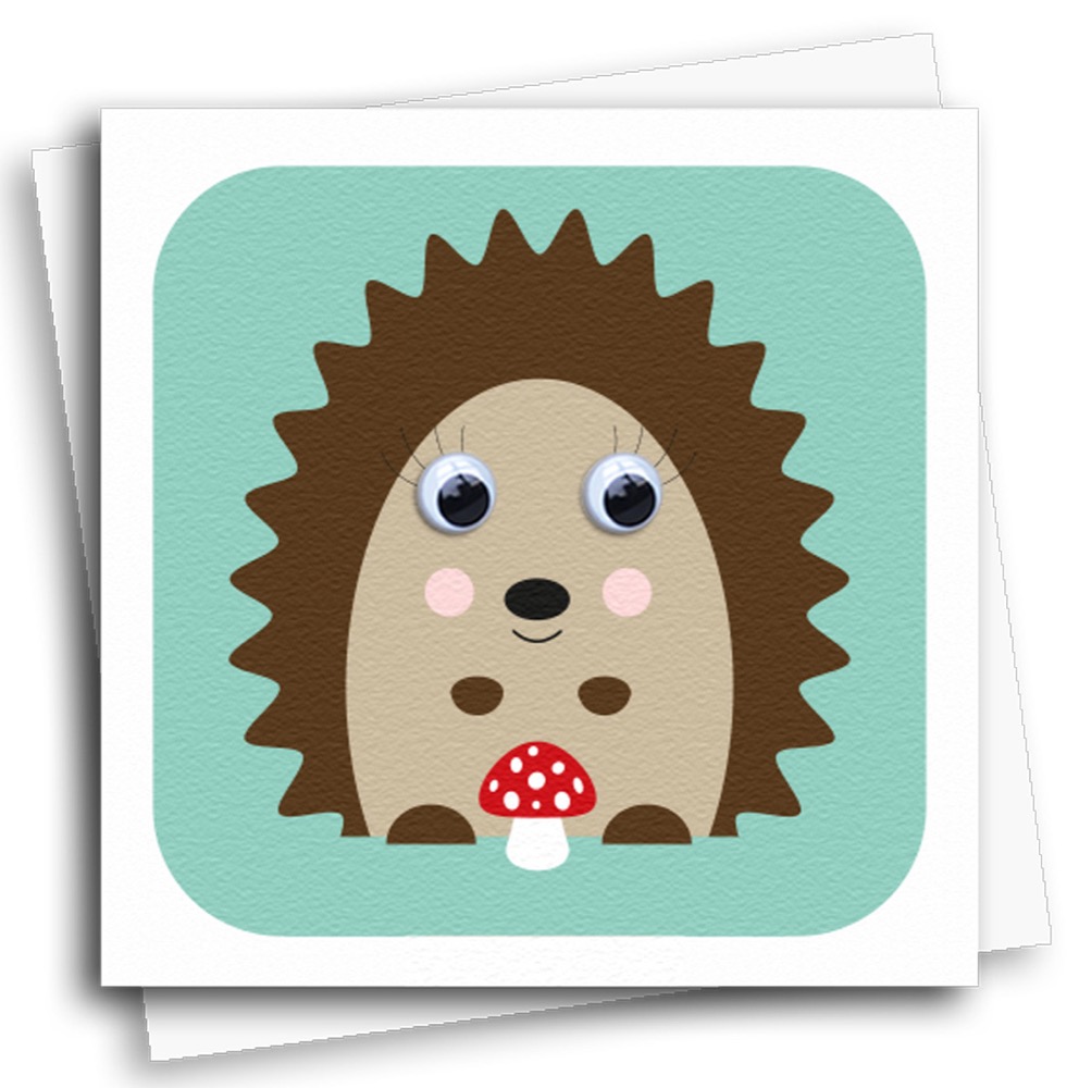 Children's hedgehog  Birthday card with googly eyes