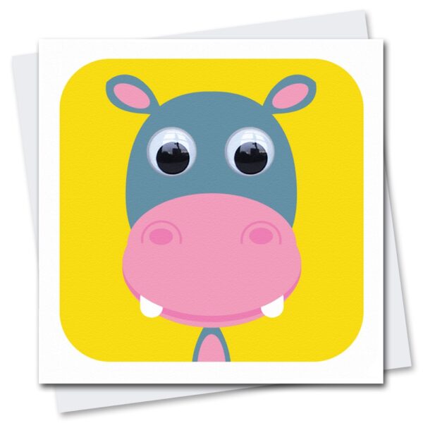 hippo birthday card with googly eyes