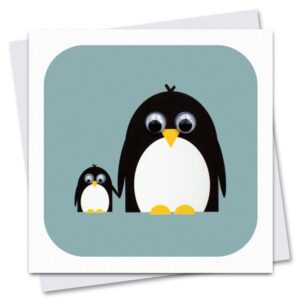Children's birthday Card Penguin with googly eyes