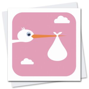 New Baby Stork Card with googly eyes