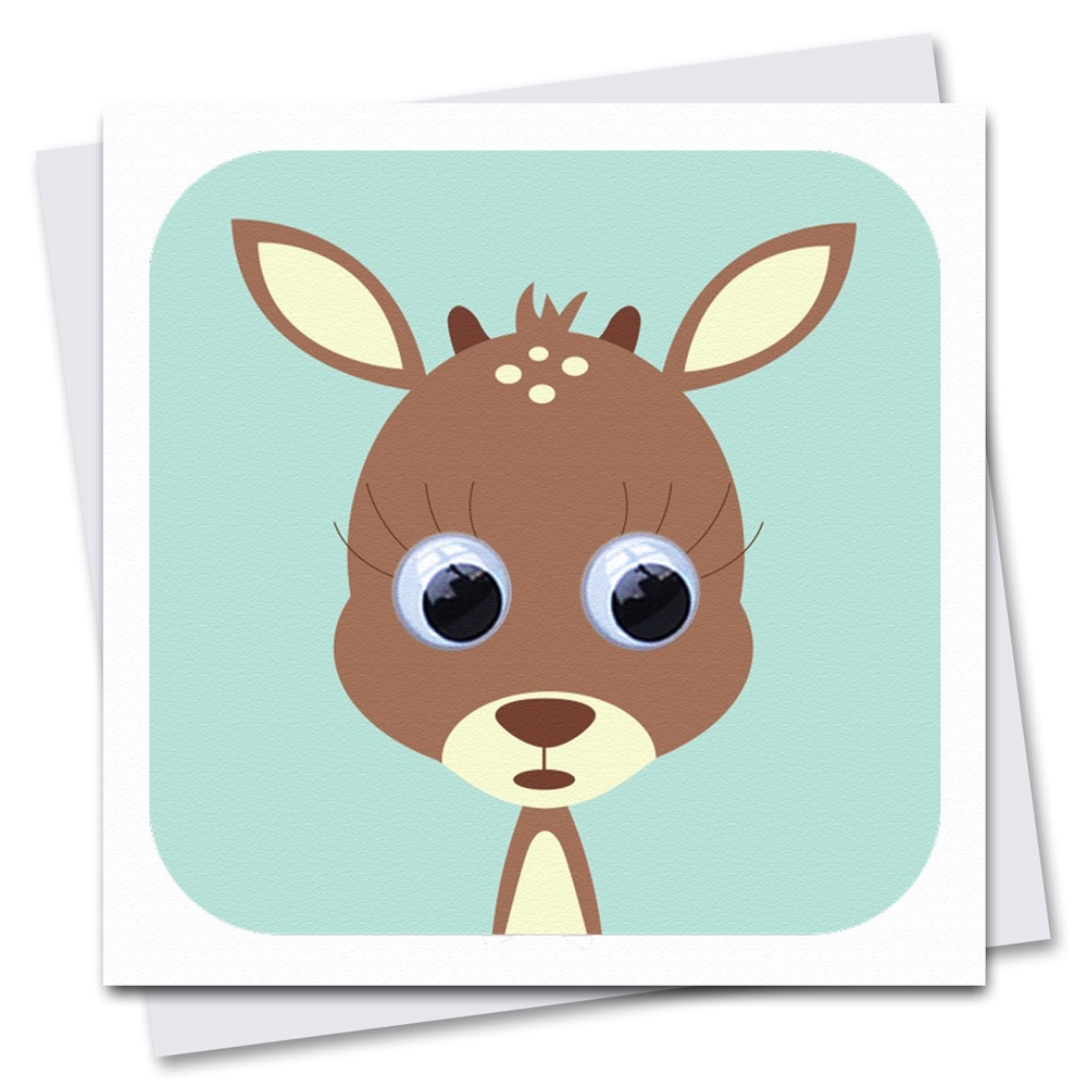 Children's Birthday Card Deer with googly eyes
