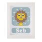 Personalised Children's Clock featuring a Lion with googly eyes.