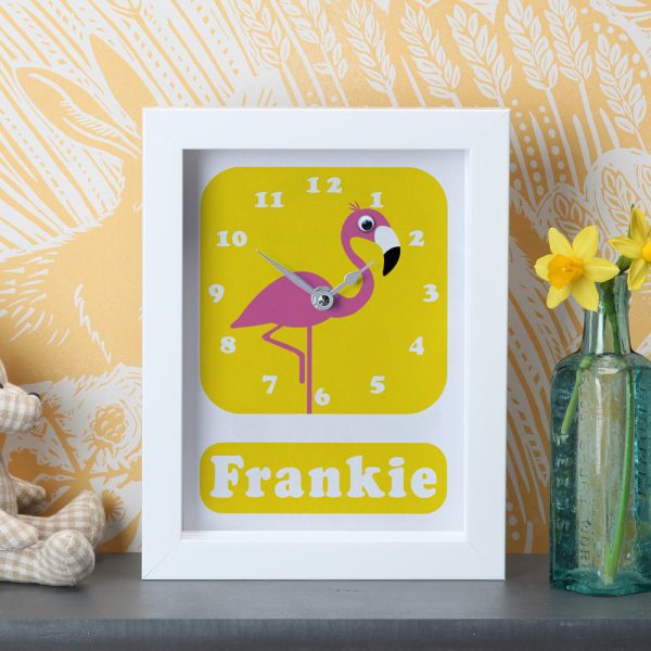 1023-1-Flamingo-Clock Personalised Children's Clock