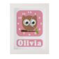 Personalised children's clock featuring an owl with googly eyes