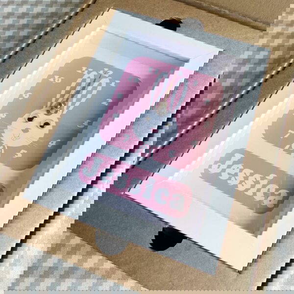 1055-2-Rabbit-Clock Personalised easter gift bunny clock