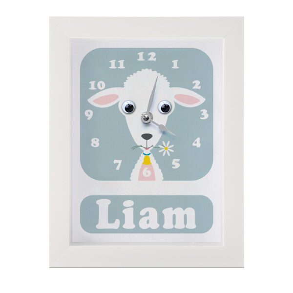 1070B-Lamb-Clock Personalised Children's Clock