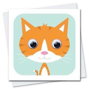 ginger Cat birthday card with googly eyes