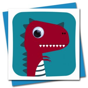 Children's Birthday Dinosaur Card with googly eyes