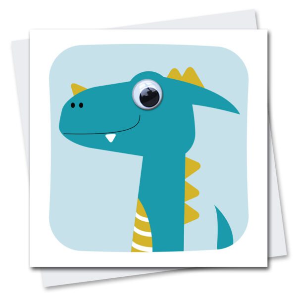 Children's Birthday Dinosaur Card with googly eyes