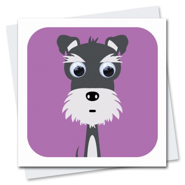 childrens schnauzer birthday card with googly eyes