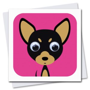 Children's dog birthday card with googly eyes