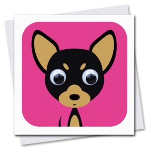 Children's dog birthday card with googly eyes