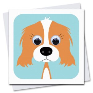 Children's dog birthday card with googly eyes