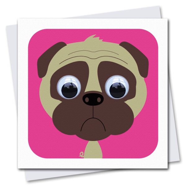 Children's dog birthday card with googly eyes