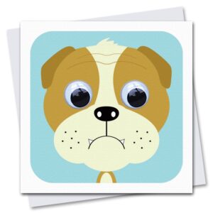 Children's dog birthday card with googly eyes