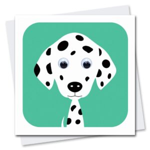 Children's dog birthday card with googly eyes