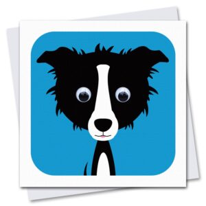 children's sheepdog birthday card with googly eyes