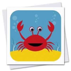 Children's Birthday Card featuring Cresta Crab with googly eyes