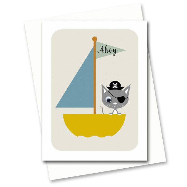 301 Ahoy Pirate Cat Card pirate cat notelet card