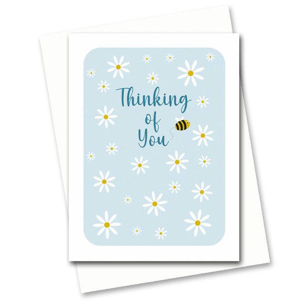 thinking of you card flowers and bees