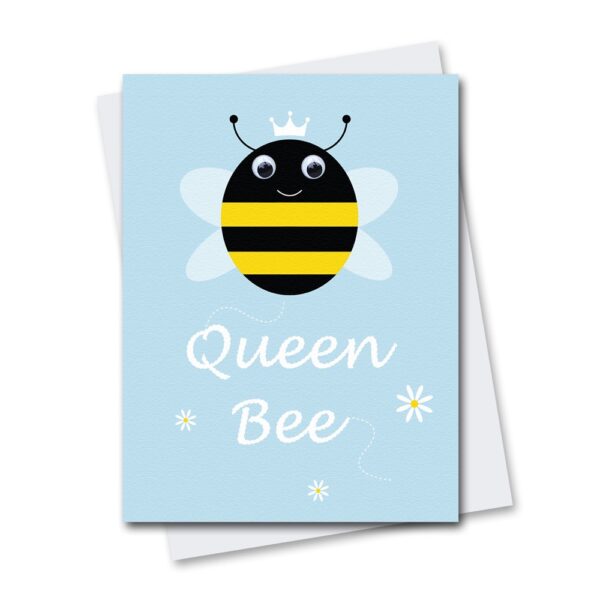 Queen Bee Greetings card with googly eyes