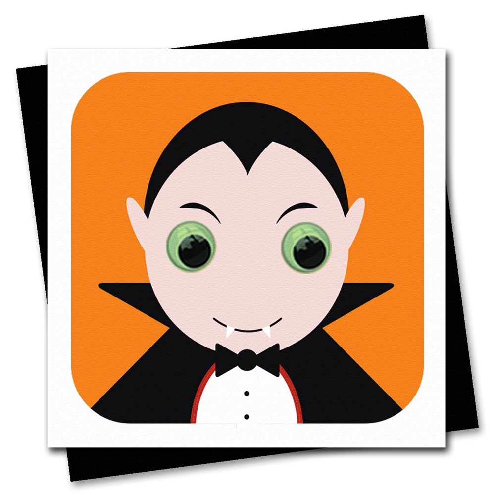 Dracula Halloween Card with glow in the dark googly eyes