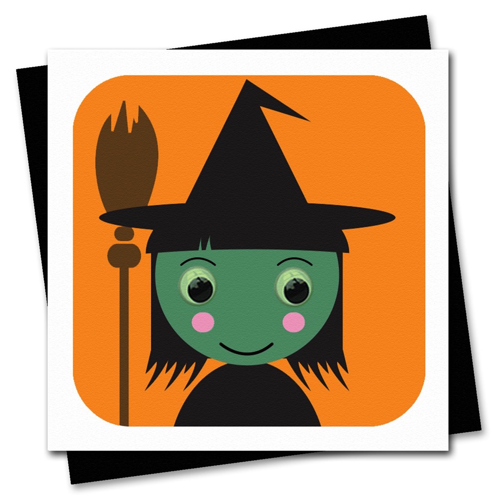 Witch Halloween Card with glow in the dark googly eyes