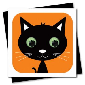 black Cat Halloween Card with glow in the dark googly eyes