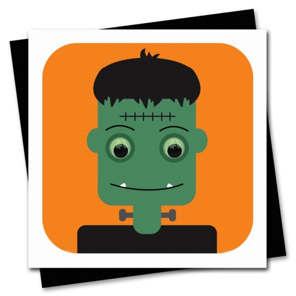 Frankenstein Halloween Card with glow in the dark googly eyes