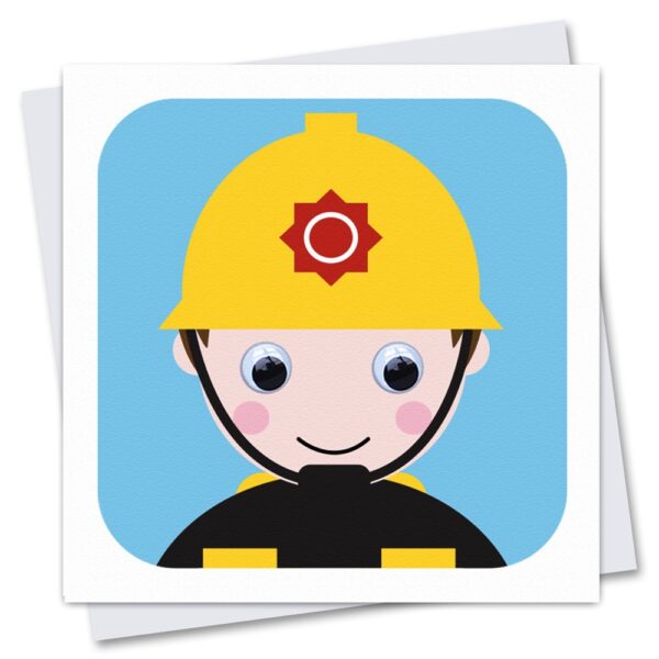 Children's Birthday Fireman Card with googly eyes