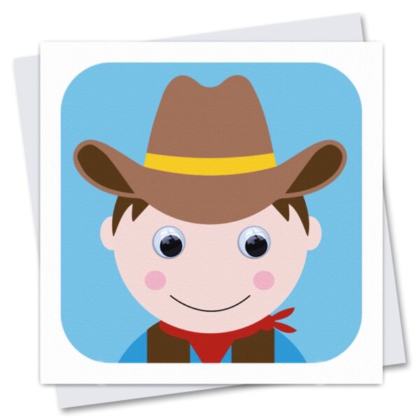 Children's Birthday Cowboy Card with googly eyes