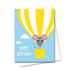 happy birthday card mouse hot air balloon