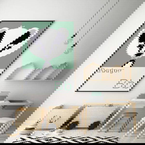 Badger Art print for kids room badger art print on the wall of nursery