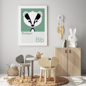 children's nursery print of a badger