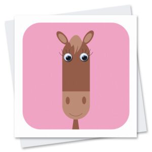 horse birthday card with googly eyes