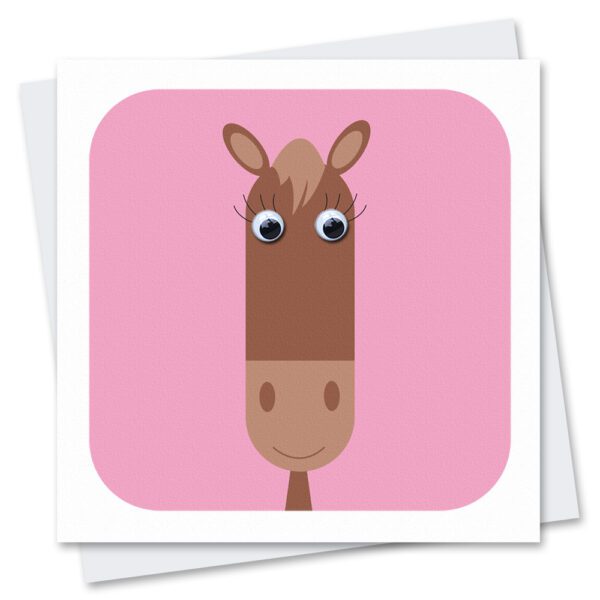 horse birthday card with googly eyes