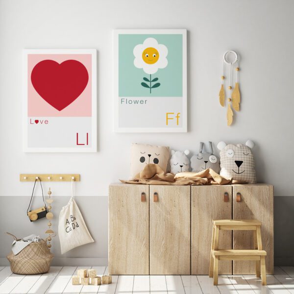 love flowers art prints for little girls room