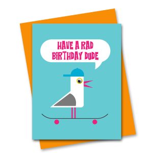 skateboarding seagull card