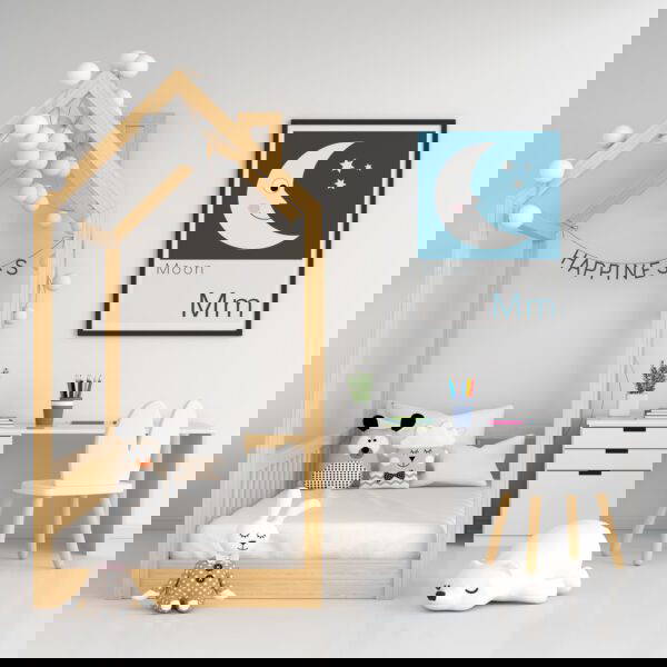 Moon-Print-for-Nursery moon print on childs bedroom wall